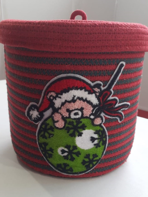 Christmas Storage Basket Santa design Red-Green (Brand BNL Deal by PASSION EXPORTS)