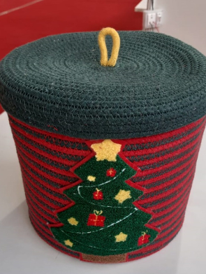 Xmas Tree Storage Baskets for Christmas season Gifting 100% Cotton (Brand BNL Deal by PASSION EXPORTS)