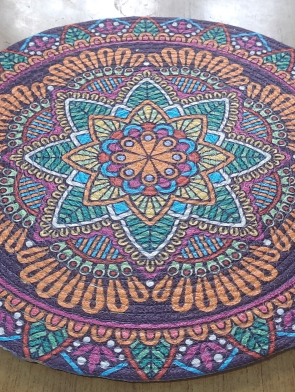 Dining Table Mats | Round Placemat - 33 cm Diameter | Printed | Handmade Rib Style by PASSION EXPORTS