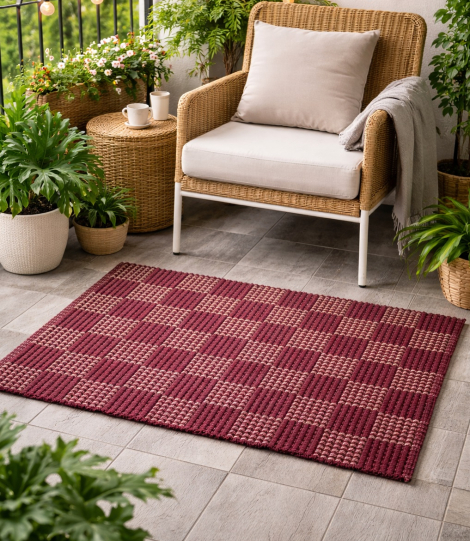 Stock Cotton Rug reversible check design 50x80cm Export Quality
