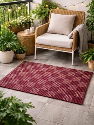 Stock Cotton Rug reversible check design 50x80cm Export Quality