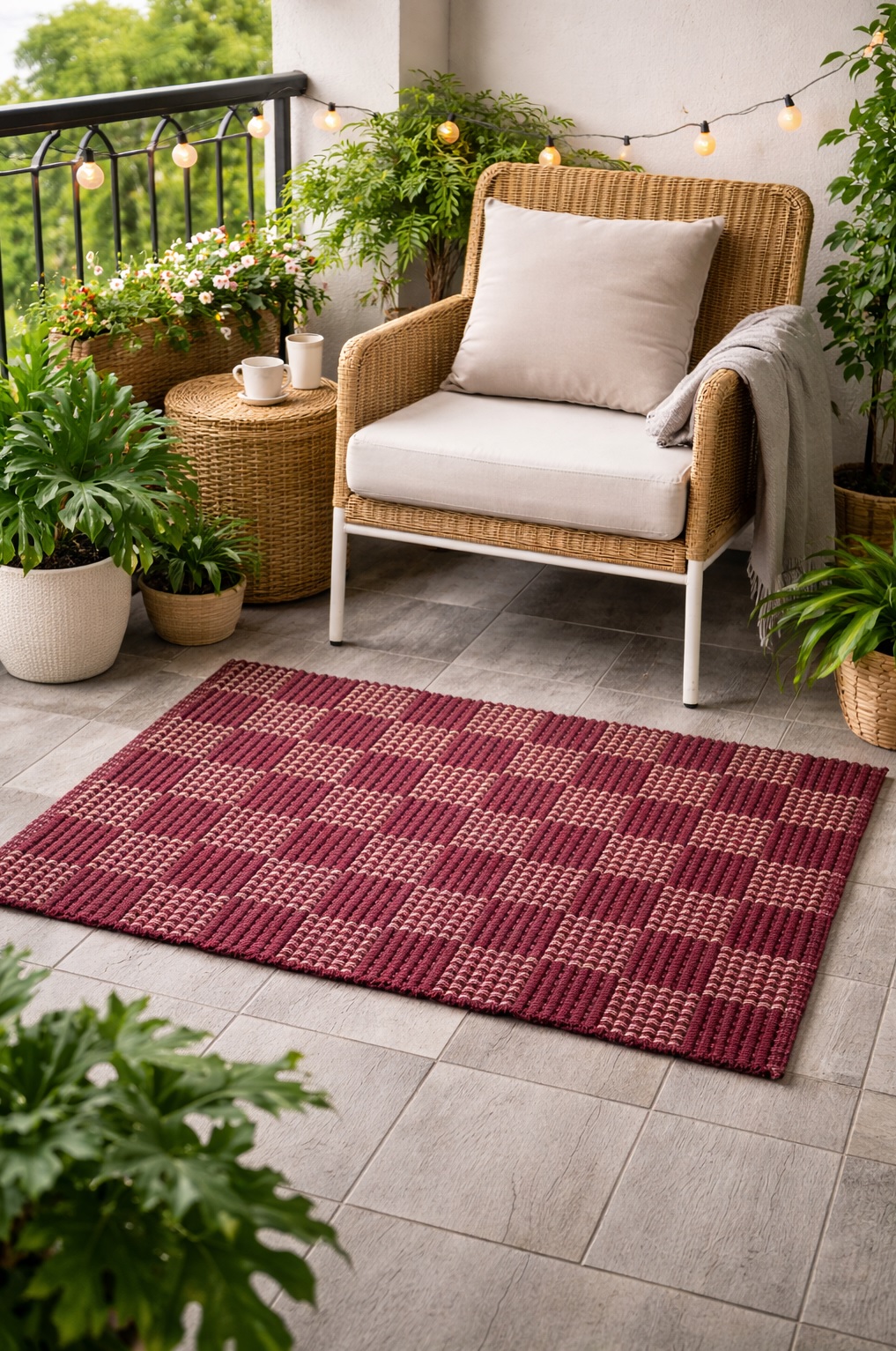 Stock Cotton Rug reversible check design 50x80cm Export Quality